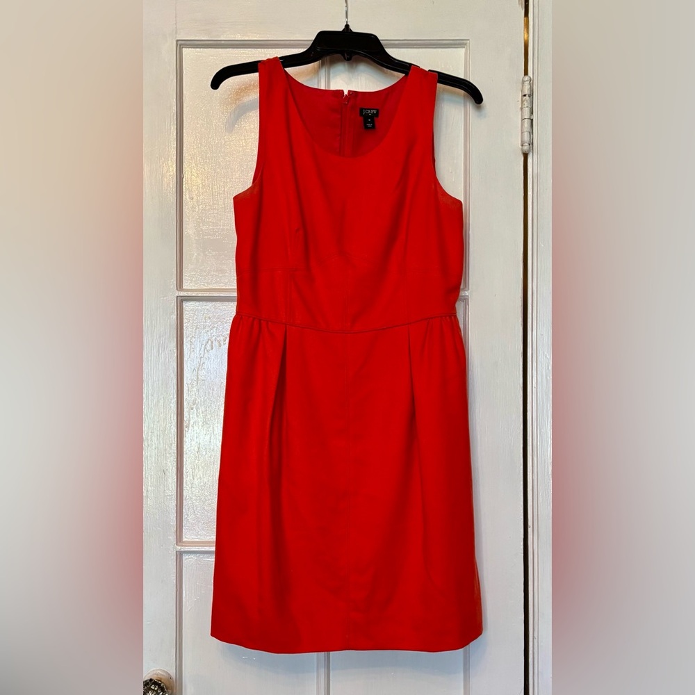 J.Crew Fit & Flare Dress in Tomato Red - Size 10 - Pockets!